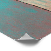 Abstract kunstexpressionist Red Aqua Blauwgroen Bl Poster (Hoek)