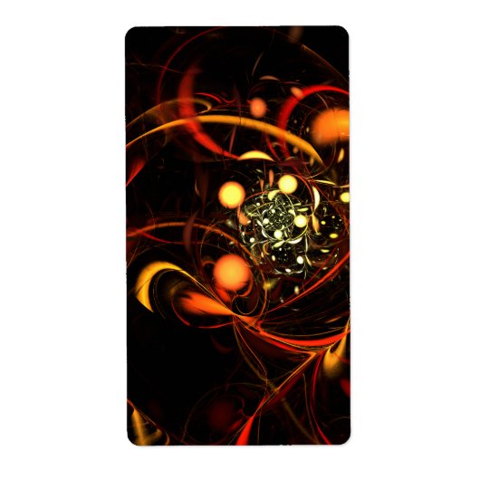Abstract kunstfractal met hartslag etiket (Voorkant)