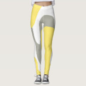 Abstract kunstgeel wit grijs pastel leggings (Voorkant)