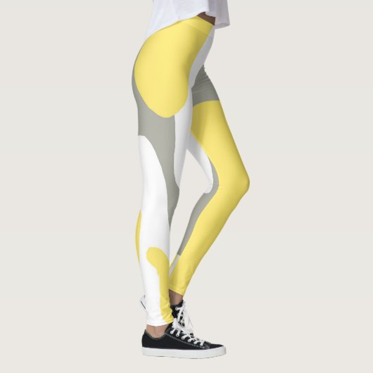 Abstract kunstgeel wit grijs pastel leggings (Rechts)