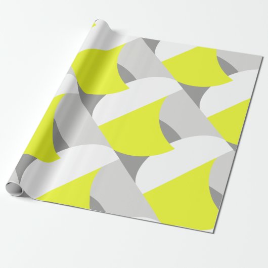 Abstract kunstgeel wit grijs patroon cadeaupapier (Uitgerold)