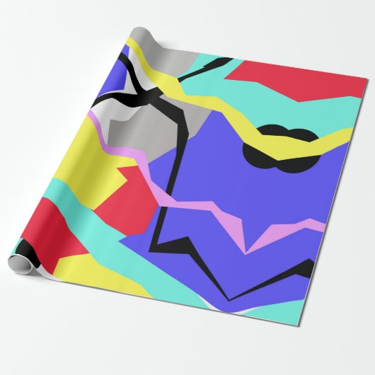 Abstract kunstgeel wit grijs patroon cadeaupapier (Uitgerold)