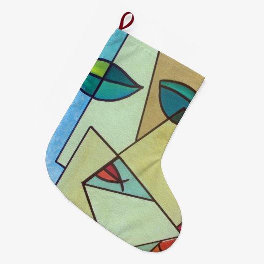 abstract kunstgezicht grote kerstsok (Voorkant (Hangend))