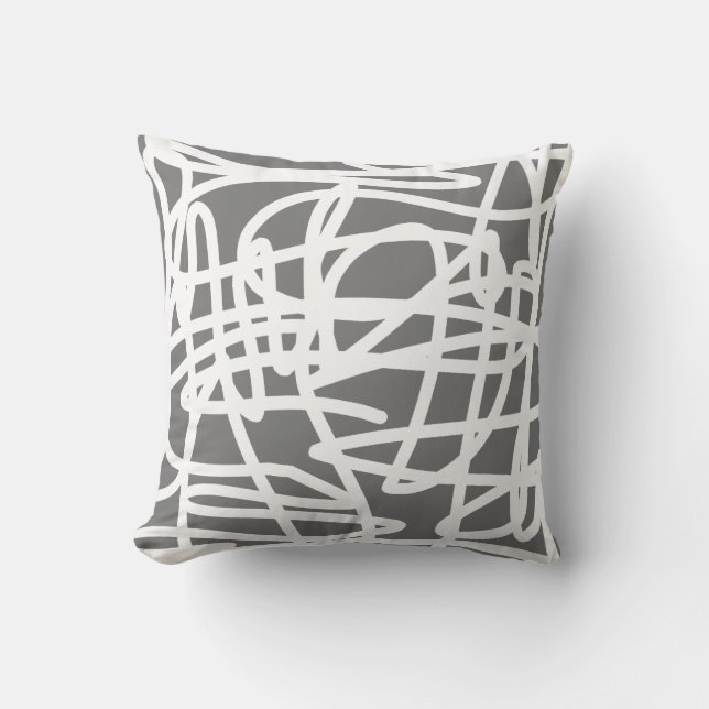Abstract kunstgrijs en wit Sierkussen kussen (Voorkant)