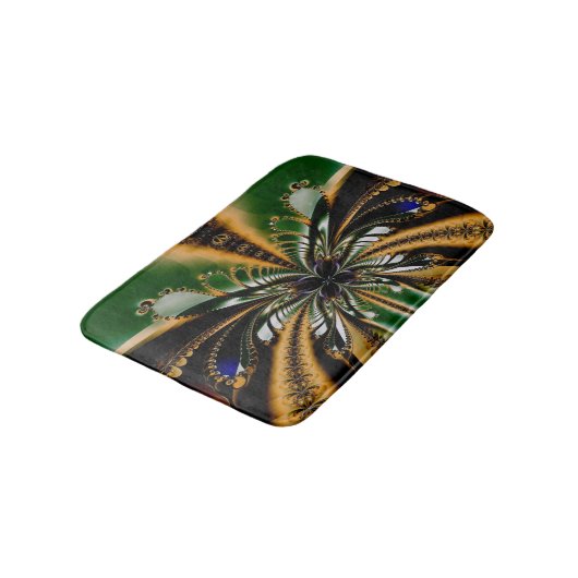 Abstract kunstgroen en bruin patroon badmat (Gekanteld)