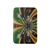 Abstract kunstgroen en bruin patroon badmat (Voorkant Verticaal)