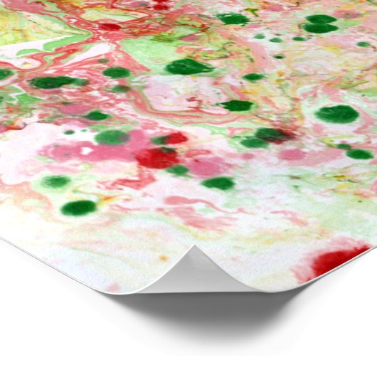 Abstract kunstgroen roze roodgeel modern kleurrijk poster (Hoek)