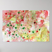 Abstract kunstgroen roze roodgeel modern kleurrijk poster (Voorkant)