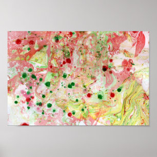 Abstract kunstgroen roze roodgeel modern kleurrijk poster