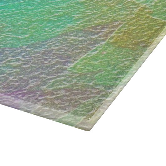 Abstract kunstkleurig getextureerd glas snijplank (Hoek)
