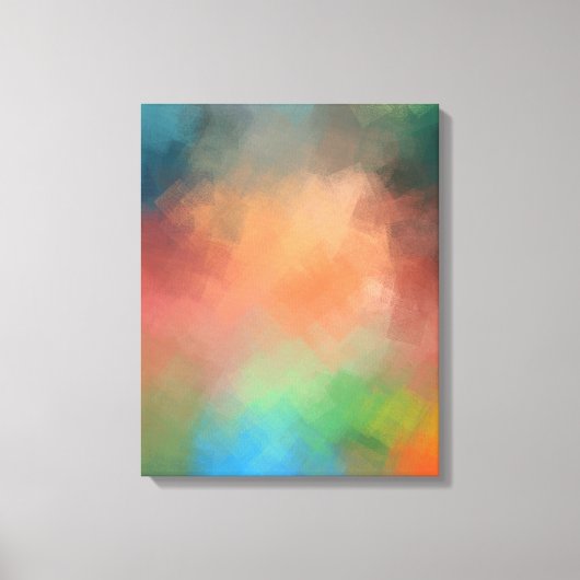 Abstract Kunstkleurig Rood Blauw Groen Geel Modern Canvas Afdruk (Voorkant)