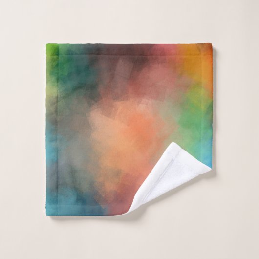 Abstract Kunstkleurig Rood Geel Blauw Groen Zwart Bad Handdoek (Wasdoekje)