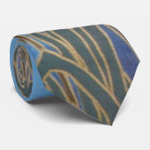 abstract kunstlandschap blauw bruin en goud stropdas (Opgerold)