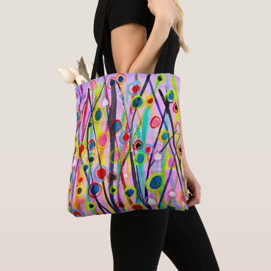 abstract kunstlandschap kleurrijke waterverf tote bag (Dichtbij)