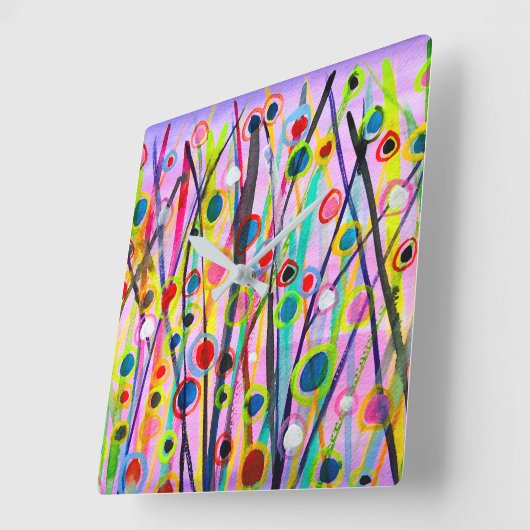 abstract kunstlandschap kleurrijke waterverf vierkante klok (Hoek)