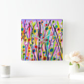 abstract kunstlandschap kleurrijke waterverf vierkante klok (Huis)