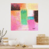 Abstract kunstlandschap Roze bruin Sinaasappel sch Poster (Keuken)