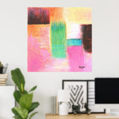Abstract kunstlandschap Roze bruin Sinaasappel sch Poster (Thuiskantoor)