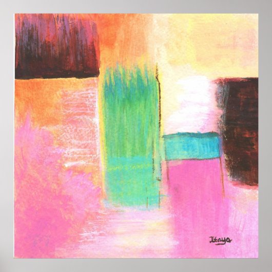 Abstract kunstlandschap Roze bruin Sinaasappel sch Poster (Voorkant)