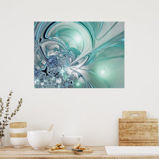 Abstract kunstlicht Poster twee tonnen blauw glas (Keuken)