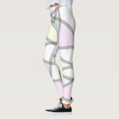 Abstract Kunstmatig Bleek beige koraalroze geel Leggings (Links)