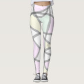 Abstract Kunstmatig Bleek beige koraalroze geel Leggings (Voorkant)