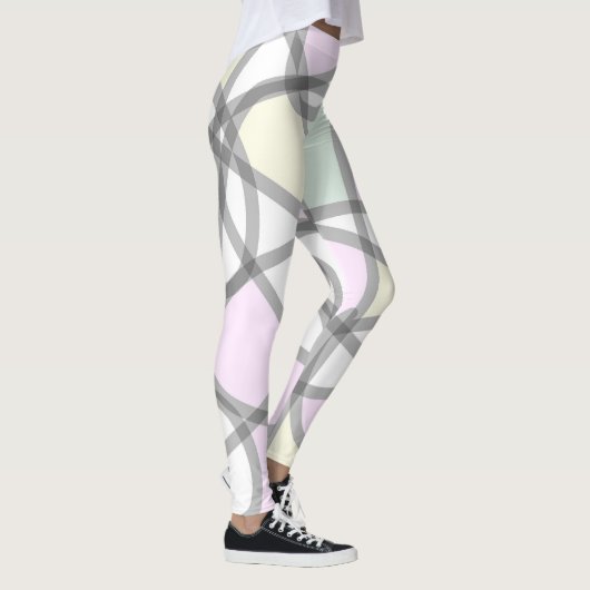 Abstract Kunstmatig Bleek beige koraalroze geel Leggings (Rechts)