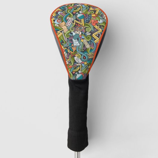 Abstract kunstmatig pictogram golfheadcover (Voorkant)