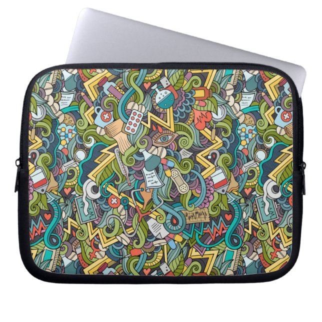 Abstract kunstmatig pictogram laptop sleeve (Voorkant)