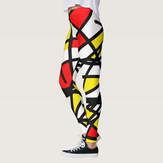 Abstract kunstmatig rood-zwart-witminimalisme leggings (Links)
