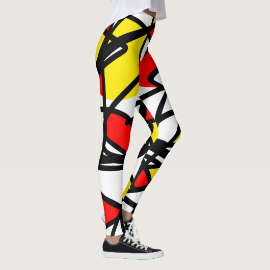 Abstract kunstmatig rood-zwart-witminimalisme leggings (Rechts)
