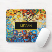 Abstract Kunstmatige Naam Geel Oranje Blauw Muismat (Met muis)