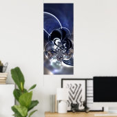 Abstract kunstmetaal Poster reflecteert blauw (Thuiskantoor)