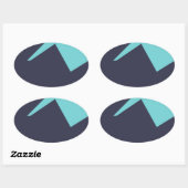 Abstract kunstminimalisme Blauw Wit Ovale Sticker (Vel)