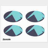 Abstract kunstminimalisme Blauw Wit Ovale Sticker (Vel)