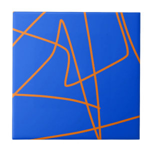 Abstract kunstminimalisme Pastel Oranje blauw Tegeltje
