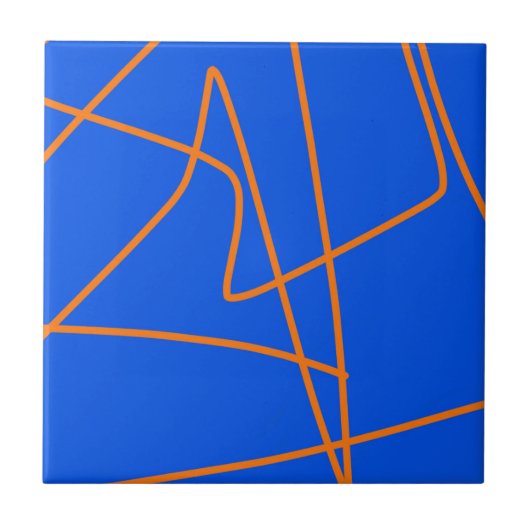 Abstract kunstminimalisme Pastel Oranje blauw Tegeltje (Voorkant)