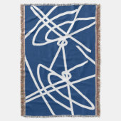 Abstract kunstminimalisme Witte lijnen Blauwe Blan Deken (Voorkant Verticaal)