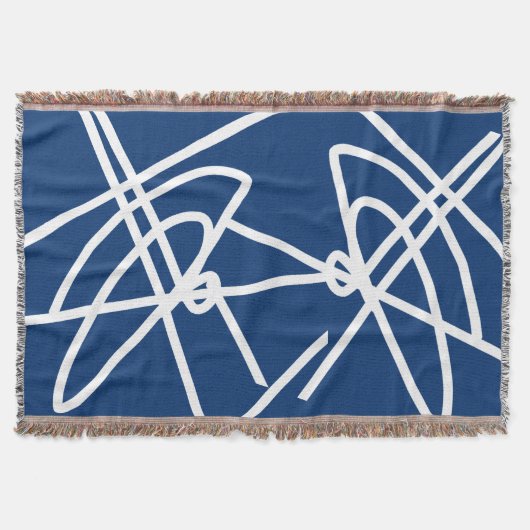 Abstract kunstminimalisme Witte lijnen Blauwe Blan Deken (Voorkant)