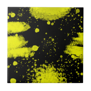 Abstract kunstminimalisme zwart geel tegeltje