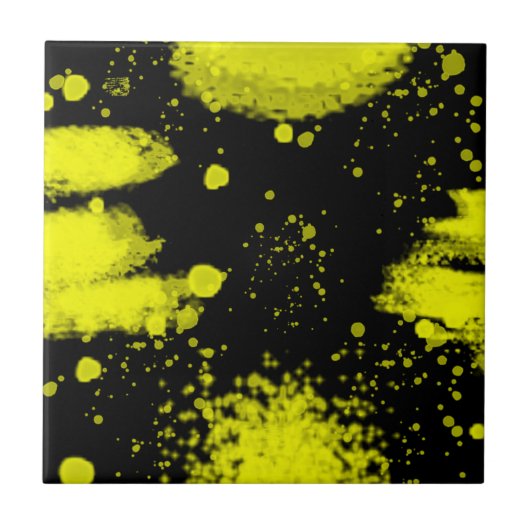 Abstract kunstminimalisme zwart geel tegeltje (Voorkant)