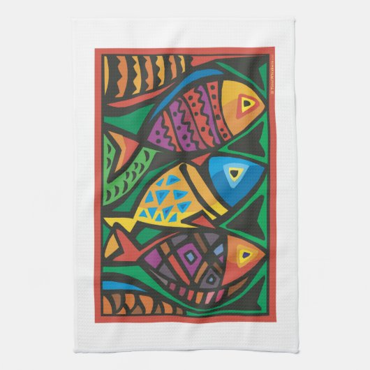 Abstract kunstontwerp theedoek (Verticaal)