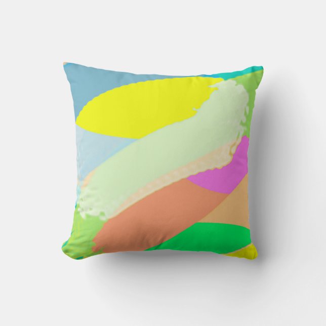 Abstract kunstpaascoraal lavender Yellow Kussen (Voorkant)