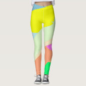 Abstract kunstpaascoraal lavender Yellow Leggings (Voorkant)