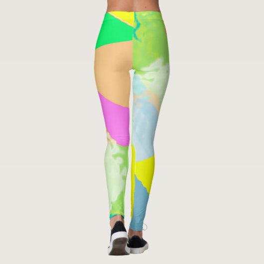 Abstract kunstpaascoraal lavender Yellow Leggings (Achterkant)