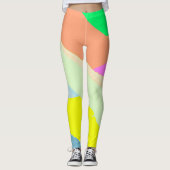 Abstract kunstpaascoraal lavender Yellow Leggings (Voorkant)