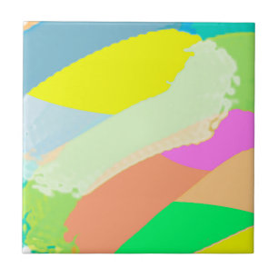 Abstract kunstpaascoraal lavender Yellow Tegeltje
