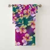 Abstract kunstpatroon met fijne geelbloem bad handdoek (Insitu)