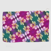 Abstract kunstpatroon met fijne geelbloem golfhanddoek (Horizontaal)