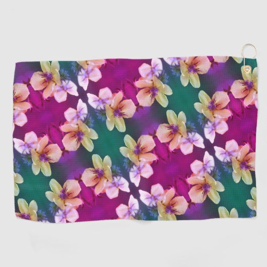 Abstract kunstpatroon met fijne geelbloem golfhanddoek (Horizontaal)